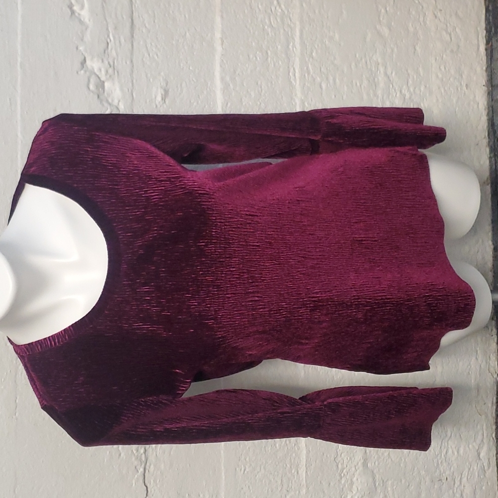 Tribal Purple Velor Feel Long Sleeve Blouse Sz MD